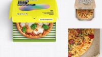 247+ Pizza in Half-open Kraft Box PSD Mockup Top View PSD for Creative Projects