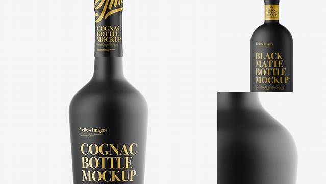 2478+ Cognac Black Matte Bottle PSD Mockup Front View High-Quality Creative PSD