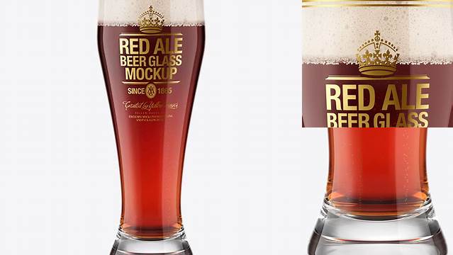 2478+ Weizen Glass with Red Ale Beer PSD Mockup Versatile Mockup for Designers