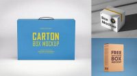 2481+ Paper Box PSD Mockup With Handle Front View High-Angle Shot Creative Design PSD Free Download