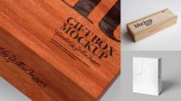 2483+ Opened Red Wooden Box PSD Mockup High-Angle Shot Professional PSD Mockup