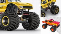 2487+ Monster Truck PSD Mockup Half Side View Elegant Free Graphic Resource