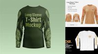 2488+ Men's Baseball T-shirt with Long Sleeves PSD Mockup Front View Free Download Design Mockup