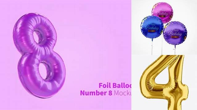 2490+ Number 4 Foil Balloon PSD Mockup Custom PSD Mockup Template