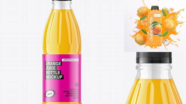 2494+ Clear PET Orange Juice Bottle PSD Mockup Modern and Unique Freebie PSD