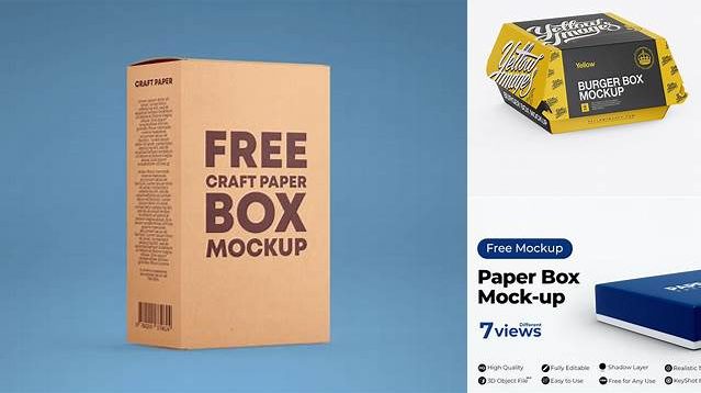 2497+ Paper Box PSD Mockup Halfside View High-Angle Free Downloadable PSD