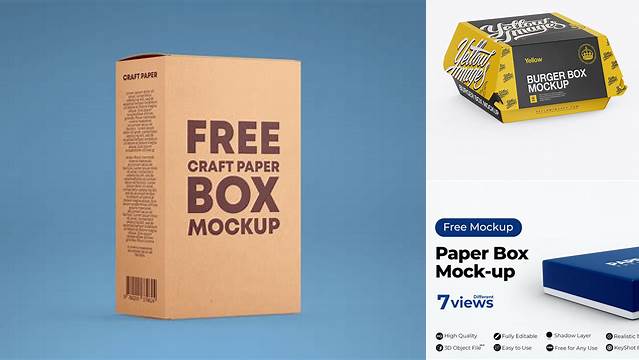 2497+ Paper Box PSD Mockup Halfside View High-Angle Free Downloadable PSD