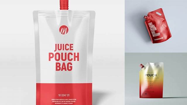 2504+ Glossy Pouch with Spout PSD Mockup Elegant Free Template