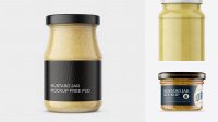 2506+ Glass Jar With Mustard Sauce PSD Mockup Include TIFF