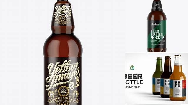 2509+ Amber PET Beer Bottle PSD Mockup Smart Object-Based PSD Template Free