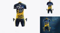 2511+ Men’s Full Cycling Kit PSD Mockup Back View Layered PSD for Easy Editing