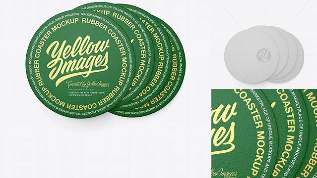 2511+ Rubber Beverage Coasters PSD Mockup Top View Smart Object PSD Free Resource