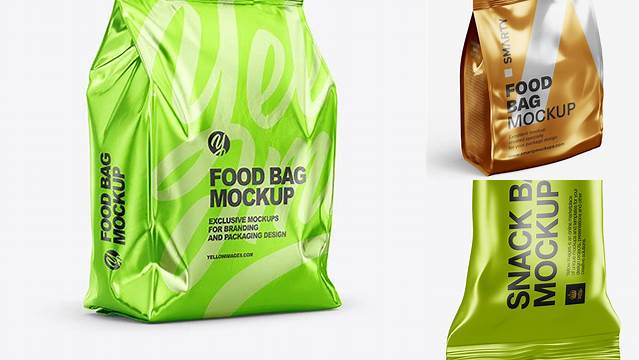 2512+ Metallic Snack Bag PSD Mockup Half Side View Professional Editable Freebie PSD