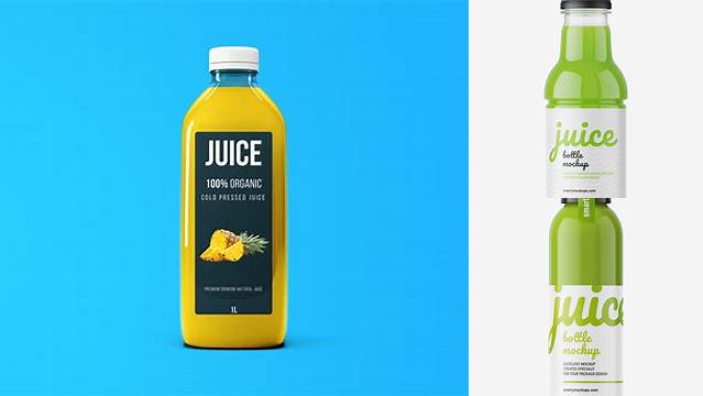 252+ Clear Glass Bottle With Green Juice PSD Mockup High-Quality Creative PSD