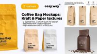 2523+ Kraft Coffee Bag PSD Mockup Advanced Photoshop Design Free