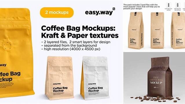 2523+ Kraft Coffee Bag PSD Mockup Advanced Photoshop Design Free