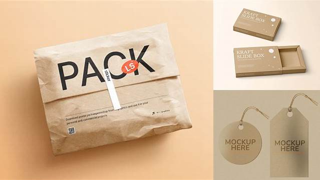 2527+ Kraft Package With a Label PSD Mockup Front View High-Quality Editable PSD