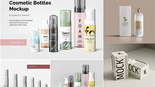 2529+ Metallic Cosmetic Bottle with Paper Box PSD Mockup Professional Graphic PSD Download