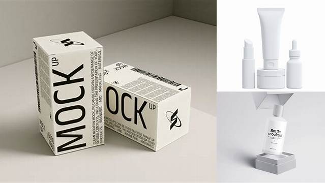 2530+ Box with Opened Cosmetic Bottle PSD Mockup Smart PNG Image