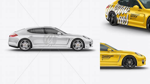 2531+ Porsche Panamera PSD Mockup Half Side view Fully Customizable Photoshop Freebie