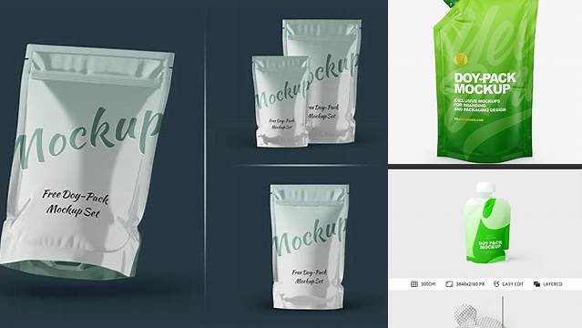 2532+ Matte Doy-Pack PSD Mockup Front View Photoshop Resource Free