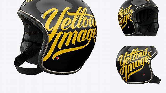 2532+ Vintage Motorcycle Helmet PSD Mockup Side View Digital Photoshop Free Mockup