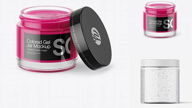 2533+ Opened Clear Jar With Black Gel PSD Mockup High-Angle Shot Free Graphic Mockup PSD