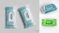 2534+ Glossy Wet Wipe Pack PSD Mockup Top View Unique High-Resolution PSD