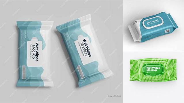 2534+ Glossy Wet Wipe Pack PSD Mockup Top View Unique High-Resolution PSD