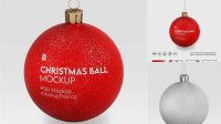 2535+ Glitter Christmas Ball PSD Mockup Front View Professional Quality Freebie PSD File