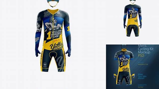 2537+ Men’s Full Cycling Time-Trial Kit PSD Mockup Front View Creative Layered Design File