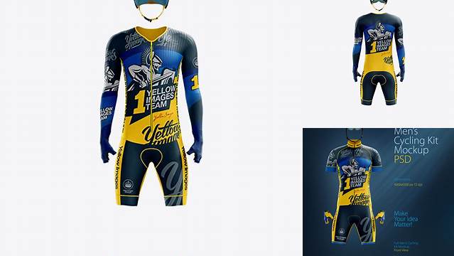 2537+ Men’s Full Cycling Time-Trial Kit PSD Mockup Front View Creative Layered Design File