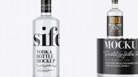 254+ Clear Glass Vodka Bottle with Shrink Band PSD Mockup Professional Graphic PSD Download