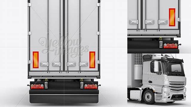 254+ Refrigerator Truck HQ PSD Mockup Back View Advanced and Editable PSD Template Free