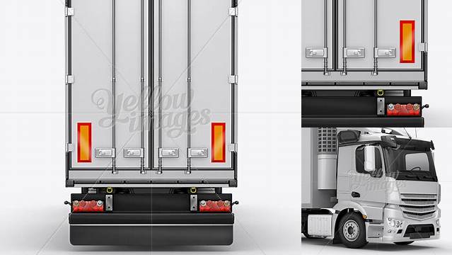 254+ Refrigerator Truck HQ PSD Mockup Back View Advanced and Editable PSD Template Free