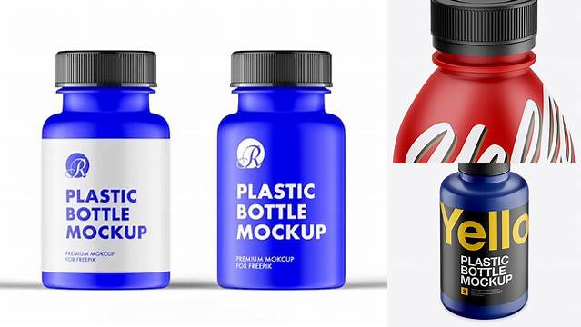 2547+ Matte Plastic Bottle PSD Mockup High-Angle Shot Fully Editable PSD Template