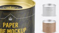 255+ Small Paper Tube with a Flat Tin Lid High-Angle View Advanced Editable PSD