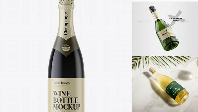 2550+ Dark Glass Champagne Bottle PSD Mockup Stylish Free PSD