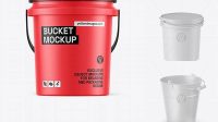 2551+ Matte Bucket PSD Mockup Half Side View High-Angle Shot Free Editable Photoshop Template