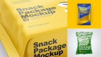 2553+ Matte Snack Pack PSD Mockup Half Side View High-Angle Shot Free Graphic Design Resource