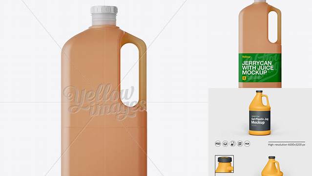 2554+ 2L Frosted Plastic Juice Jug PSD Mockup Side View Free Editable Photoshop Template