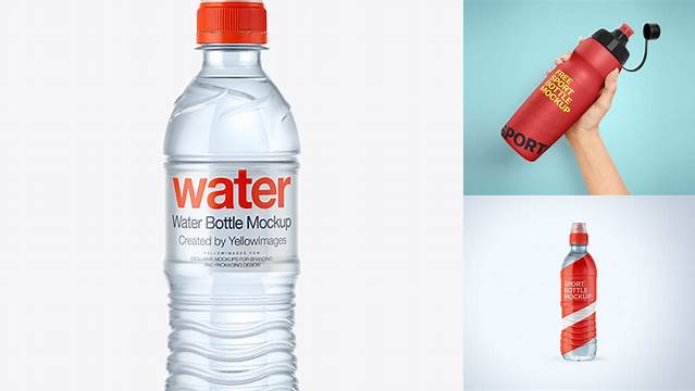 2556+ 500ml Water Bottle with Sport Cap PSD Mockup Advanced Photoshop Design Free