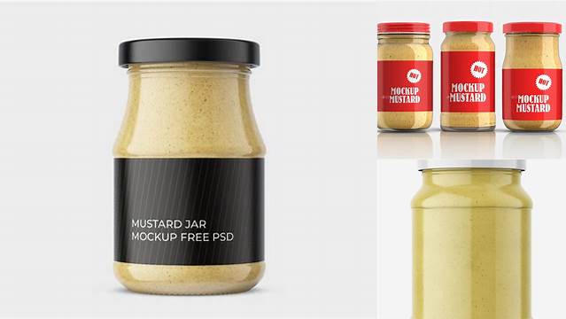 2556+ Glass Jar of Mustard Sauce PSD Mockup Professional Quality Freebie PSD File