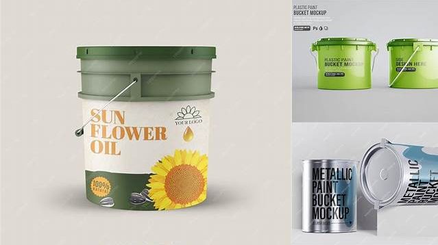 2556+ Metallic Plastic Bucket PSD Mockup Exclusive Editable PSD File