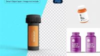 2558+ Matte Pill Bottle PSD Mockup High-Angle Shot Exclusive Editable PSD File