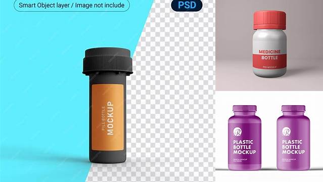 256+ Matte Metalic Pill Bottle PSD Mockup High-Angle Shot Modern and Unique Freebie PSD