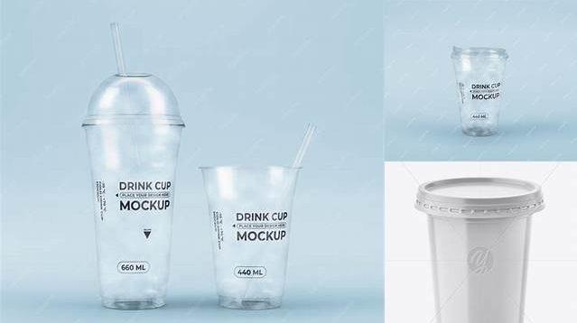 2561+ 500g Plastic Cup PSD Mockup Front & Top Views High-Angle Shot Elegant Free Template