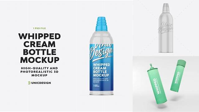 2563+ Whipped Cream Bottle PSD Mockup Fully Customizable Photoshop Freebie