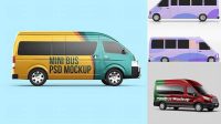 2564+ Minibus PSD Mockup Left Half Side View Mockup PSD Free Download