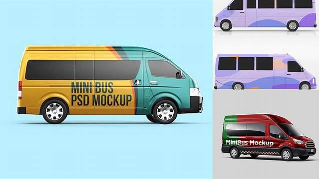 2564+ Minibus PSD Mockup Left Half Side View Mockup PSD Free Download